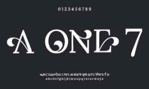 A ONE 7 written in decorative characters display on black background