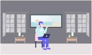 Man sit on chair with laptop