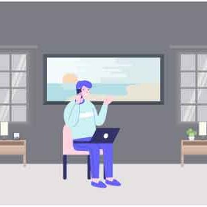 Man sit on chair with laptop