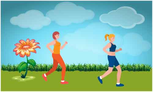 Two girls running in park doing jogging Two girls running in park doing jogging