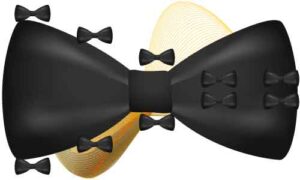 Several black bow tie display on white background