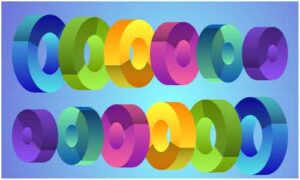 3D circle display in several colour and different size