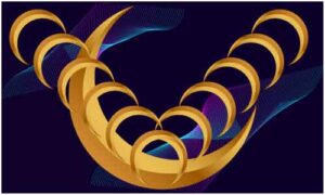 Semi circle in golden colour display on dark background