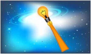 Illuminate bulb upward in sky at night full of stars