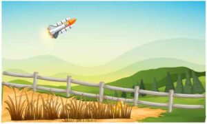 Aircraft fly in sky over field and mountains