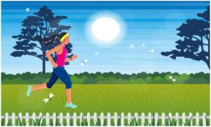 Young girl running in field and doing yoga