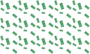 Different size of green rectangle particles display on white background