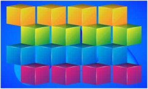 Different cube place in stylish way on blue background