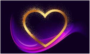 Golden yellow heart shape decorate with scattered golden dots