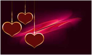 Three yellow heart hang with golden string