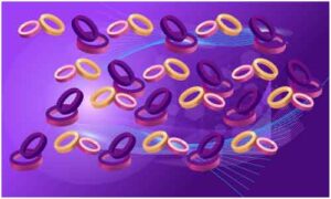Colourful circle display on abstract dark purple background