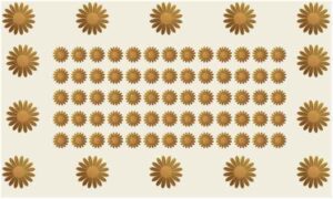 Row of brown flower with border on light colour background