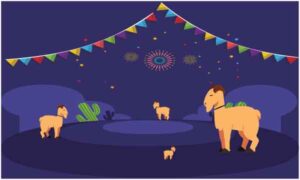 Animals are playing together in the evening