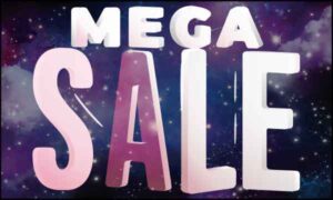 Mega sale art on abstract dark colourful background